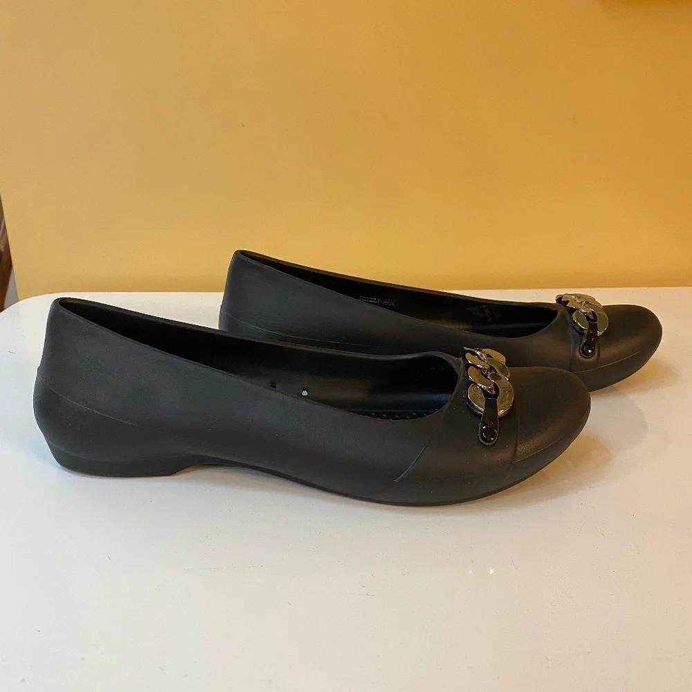 BLACK CROCS BALLET FLATS SIZE 8 - EXCELLENT CONDITION - Picture 3 of 7